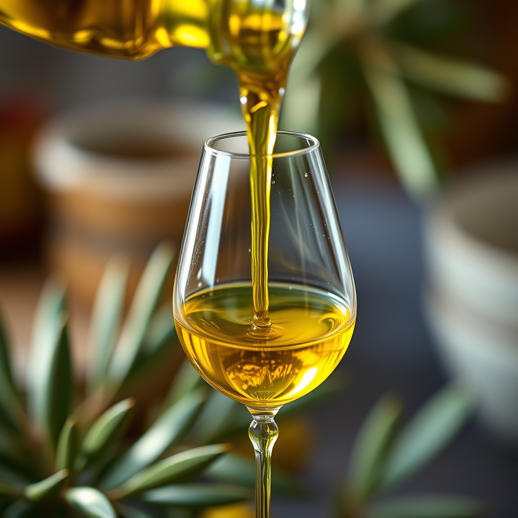 Greek olive oil being poured